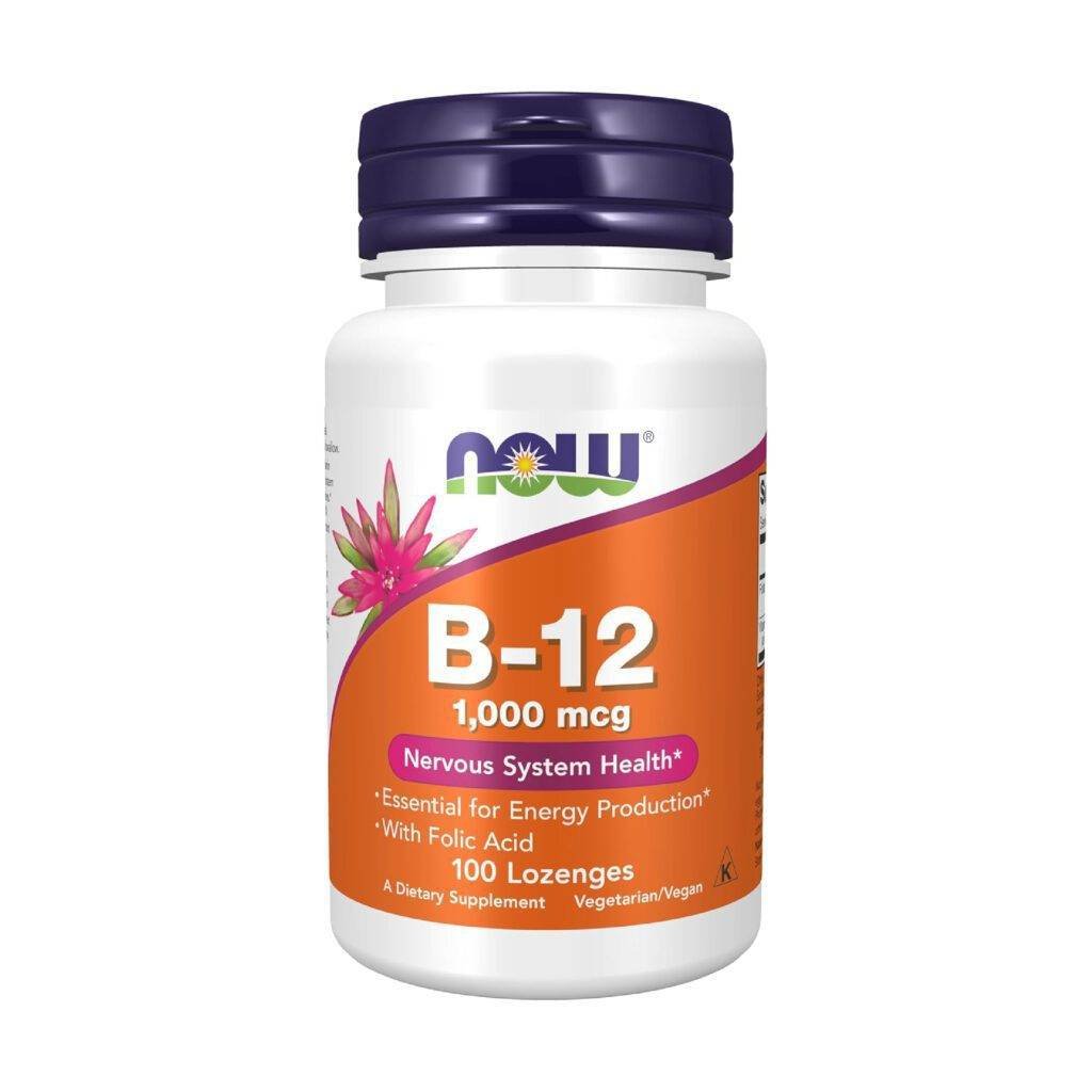Now Vitamin B12 Supplement 1000 mcg Lozenges With Folic Acid, Pack of 100's