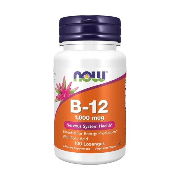 Now Vitamin B12 Supplement 1000 mcg Lozenges With Folic Acid, Pack of 100's