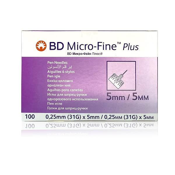 BD Micro-Fine Plus Insulin Pen Needles 31G x 5 mm 100's