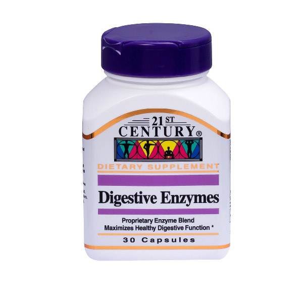 21st Century Digestive Enzymes Capsules For Healthy Digestive Function, Pack of 30's