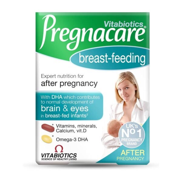 Vitabiotics Pregnacare Breast-Feeding All-In-One Postnatal Supplement, Dual Pack of Postnatal Vitamin & Mineral Tablets 56's + Omega-3 Capsules 28's