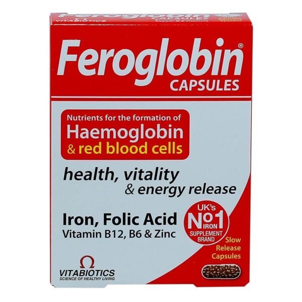Vitabiotics Feroglobin B12 Capsules With Iron, Folic Acid & Vitamin B12 To Fight Fatigue, Pack of 30's