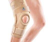 Hinged knee stabilizer neoprene open with strap