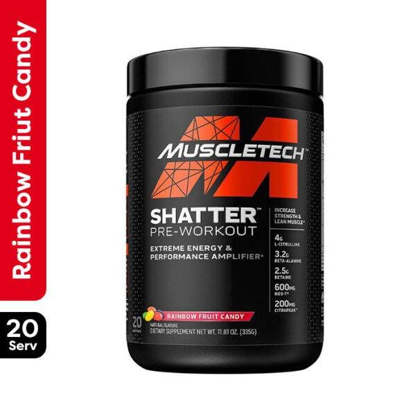 MuscleTech Shatter Pre Workout Rainbow Fruit Candy 20 Servings
