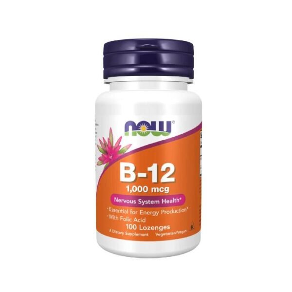 Now Vitamin B12 Supplement 1000 mcg Lozenges With Folic Acid, Pack of 100's