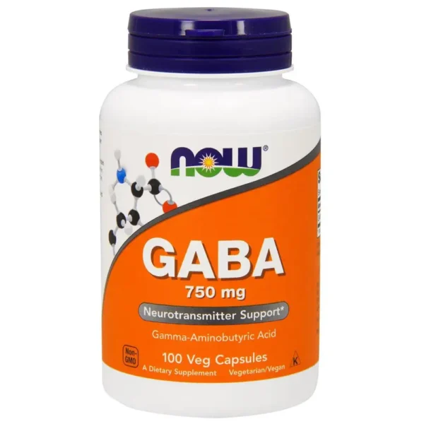 Now GABA Supplement 750 mg Capsules For Neurotransmitter Support, Pack of 100's