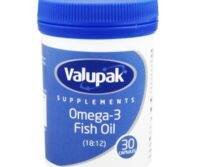 Valupak Omega 3 1000mg Fish Oil Supplement Softgels, Pack of 30's