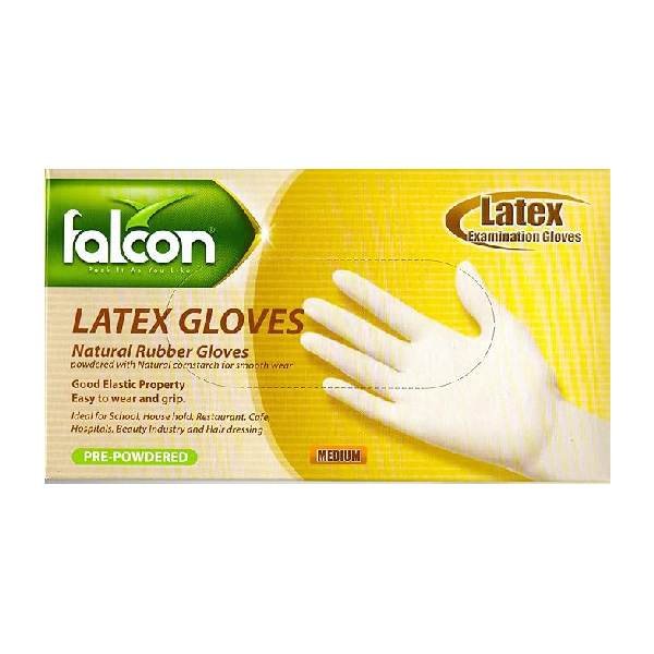 Falcon Latex Gloves 100pcs, White, M, SNHLPM